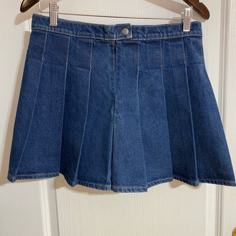Aritzia Sunday Best “Lennon” Denim Pleated Mini Skirt Size 8 - Picture 6 of 9